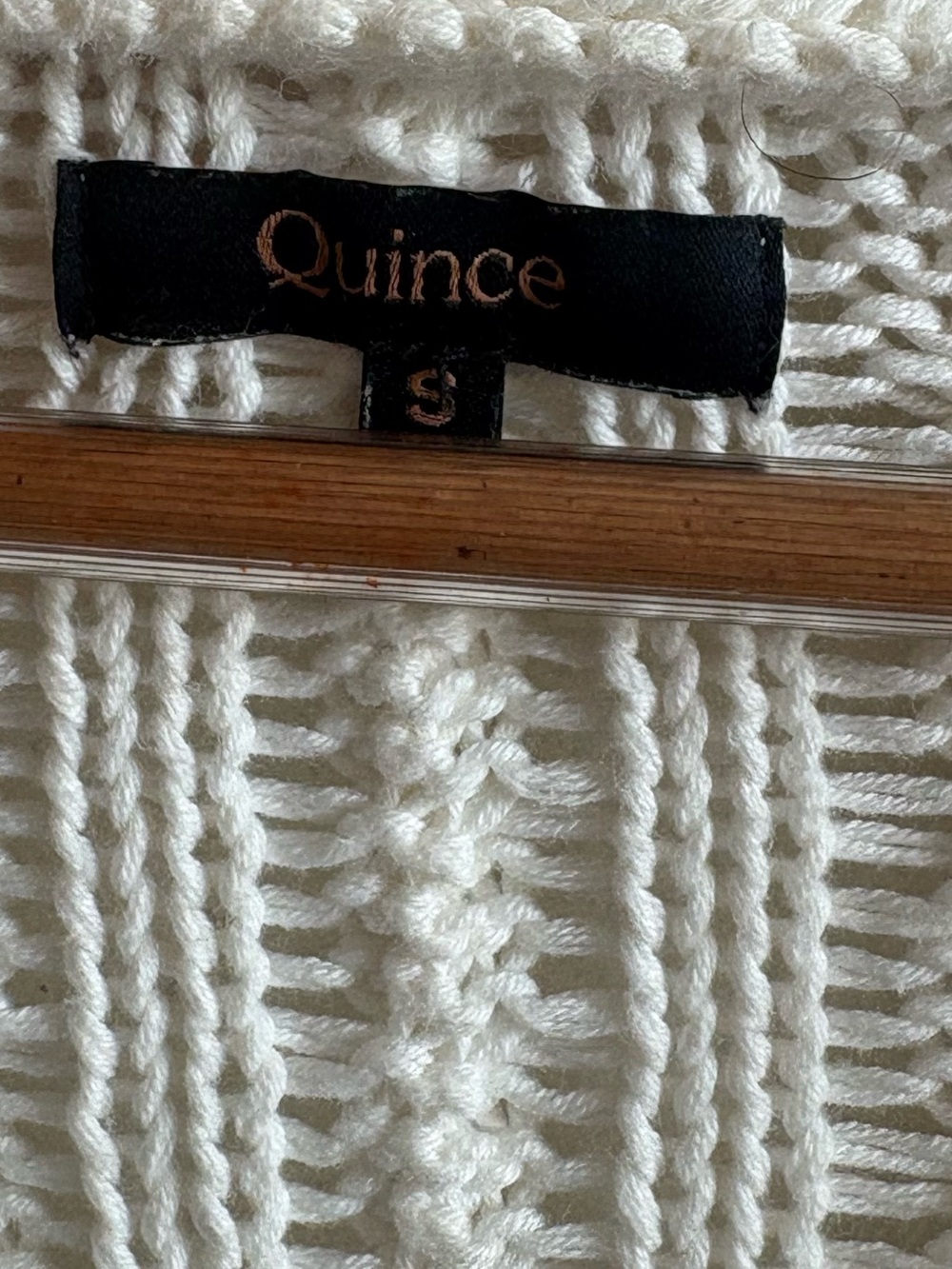 Quince 100% Organic Cotton Oversized Cable Cardigan Beige Size Small - Picture 8 of 9